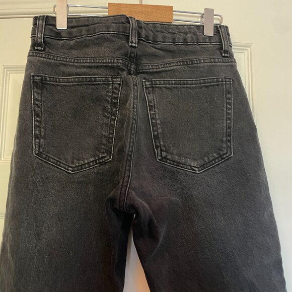 Topshop Straight Leg Jeans Women’s Size 26 x 32 Black Distressed Hem - Picture 4 of 4